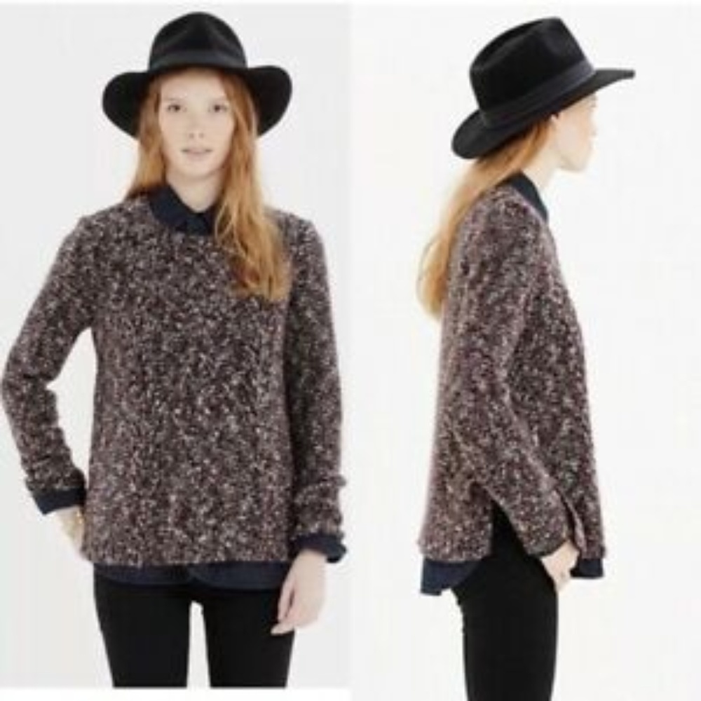 Madewell women M Firelight Marled pullover sweater fisherman Costal grandma Boho